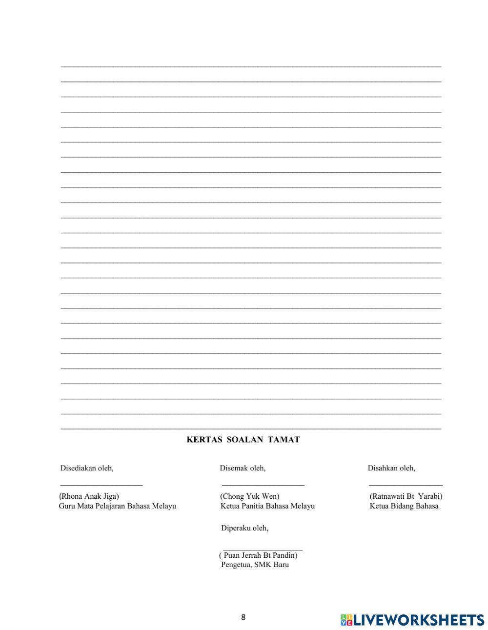 PENILAIAN SUMATIF BAHASA MELAYU TINGKATAN 3