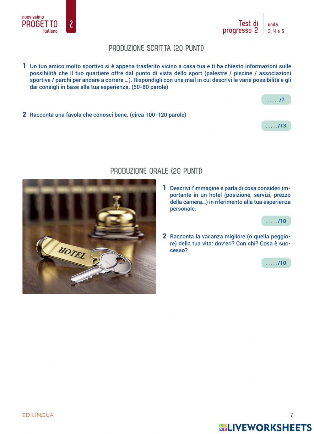 Test di progresso 2, Unità 3,4,5