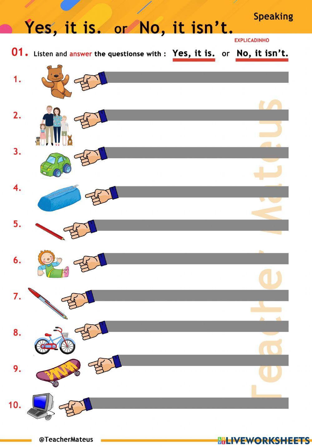 FF 1 - Unit 02 - PRESENT SIMPLE - Yes, it is  or  No, it isn't - Speaking