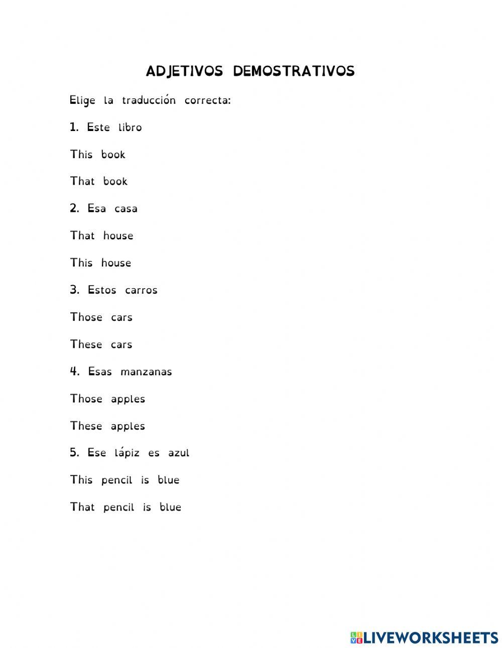 Adjetivos demostrativos