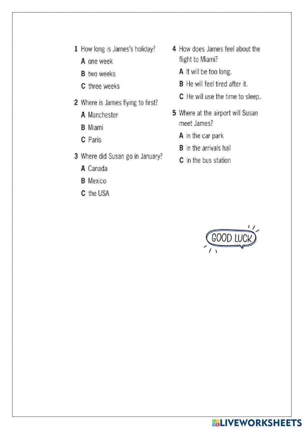 KET – Reading and listening Practice