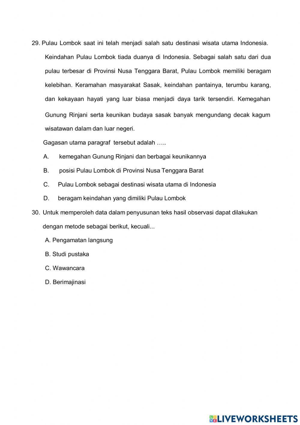 PAS Bahasa Indonesia Kelas 7