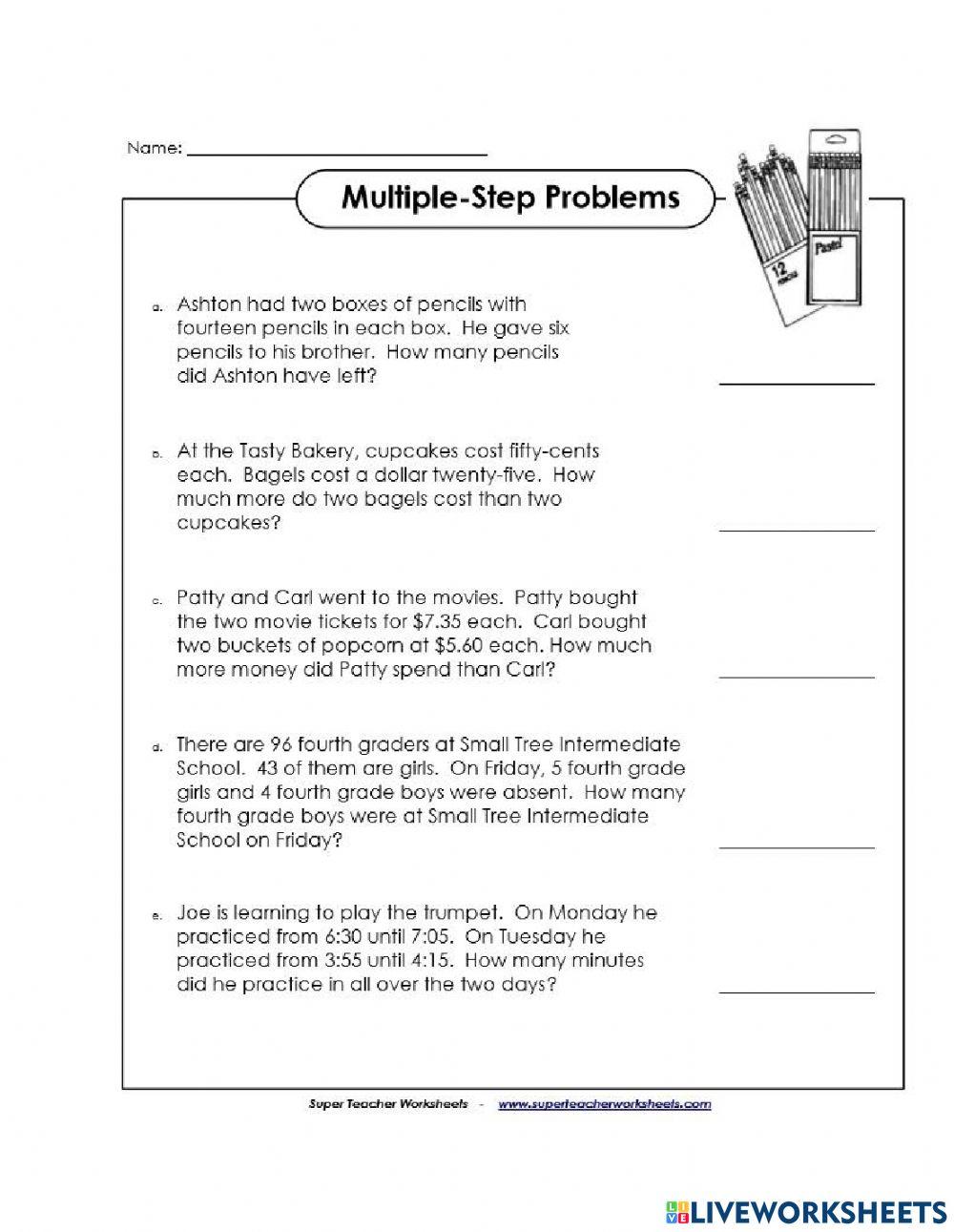 Multi-Step Word Problems online exercise for | Live Worksheets
