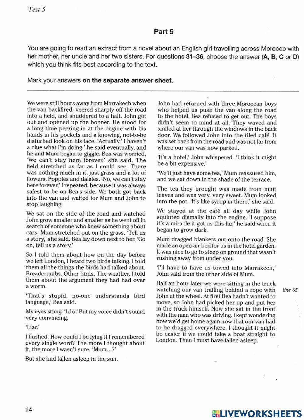 First for Schools 2. Test 5.