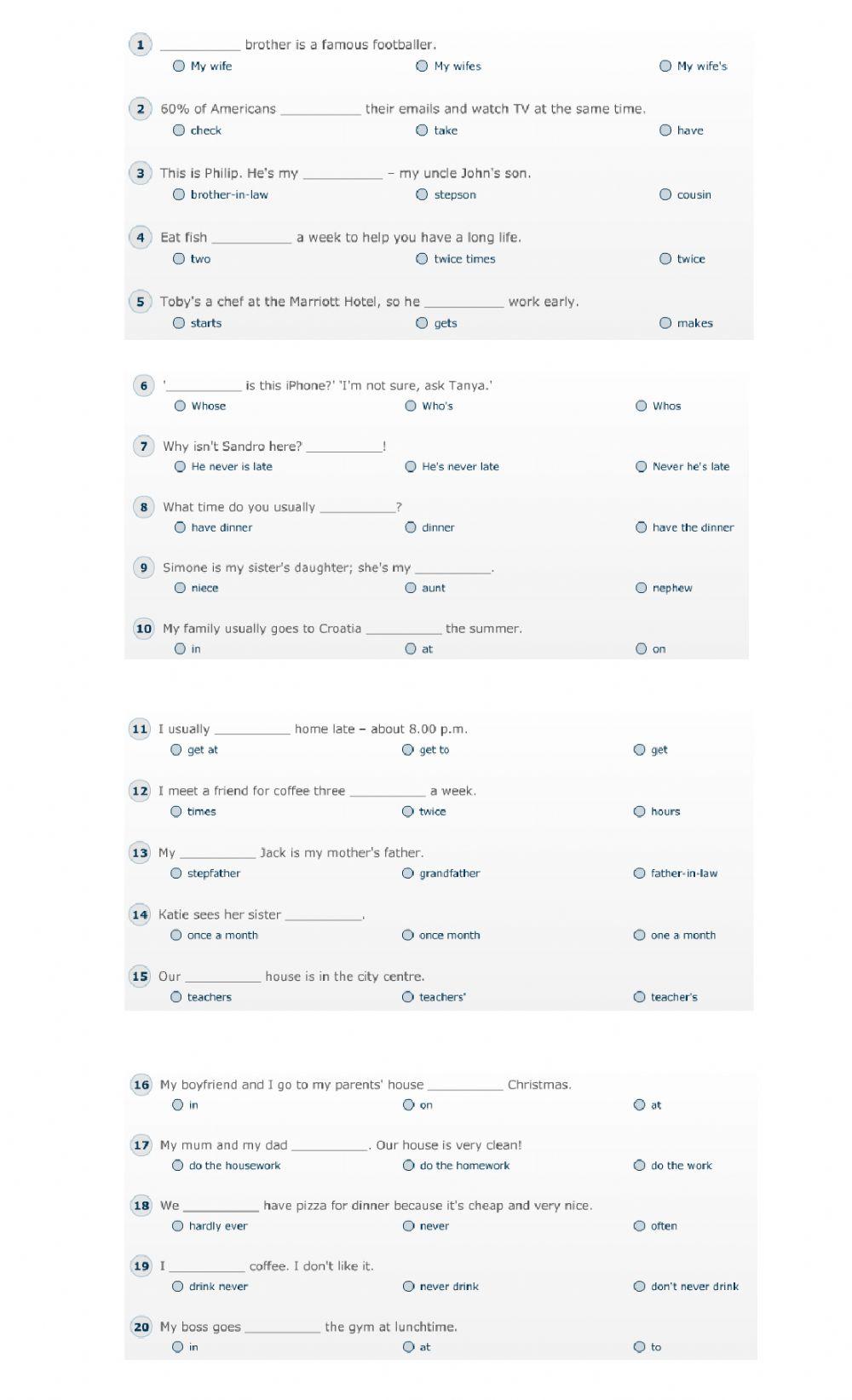 Final Revision - Elementary Level