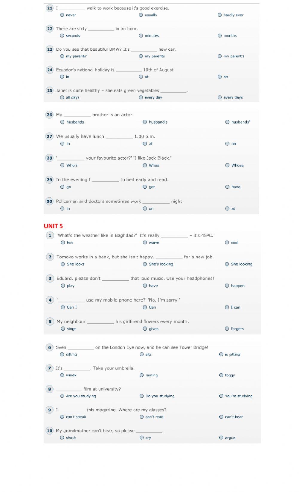 Final Revision - Elementary Level