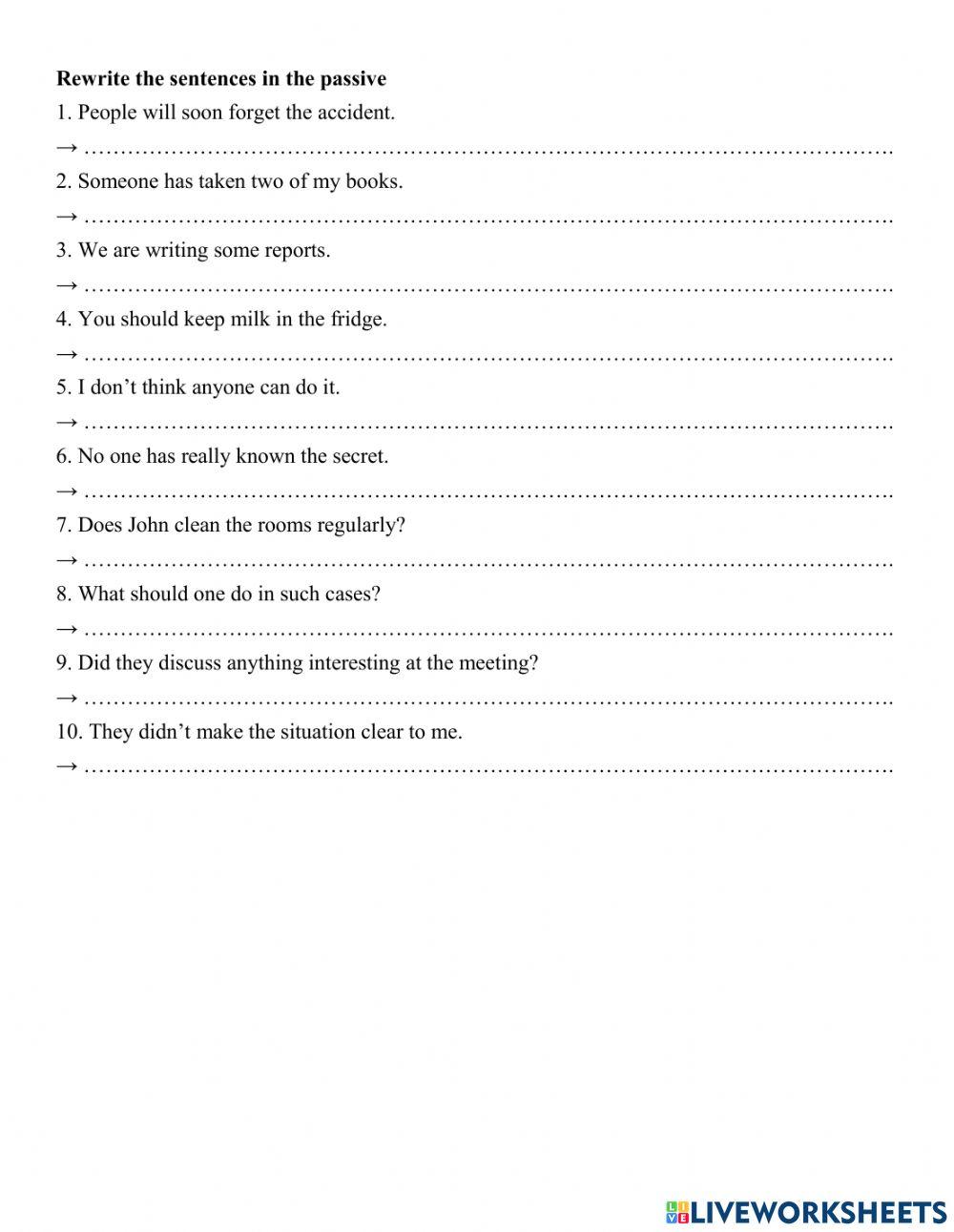 Test 15' (Passive voice: Grade 10)