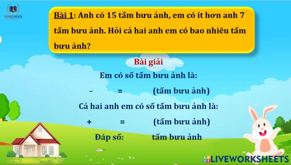 Giai bai toan bang hai phep tinh Giai bai toan bang hai phep tinh