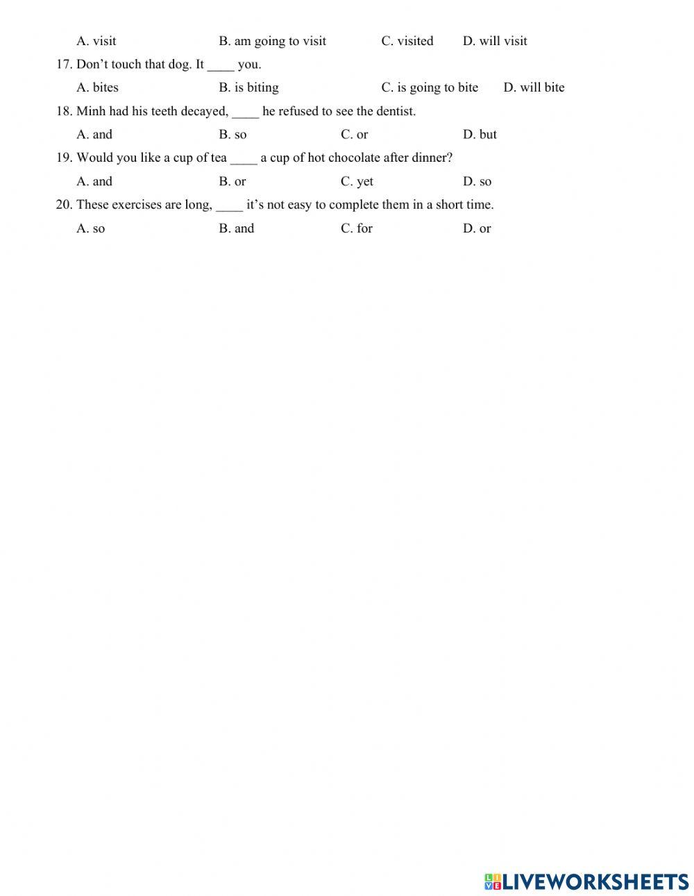 Revision for first mid-term test - grammar - grade 10