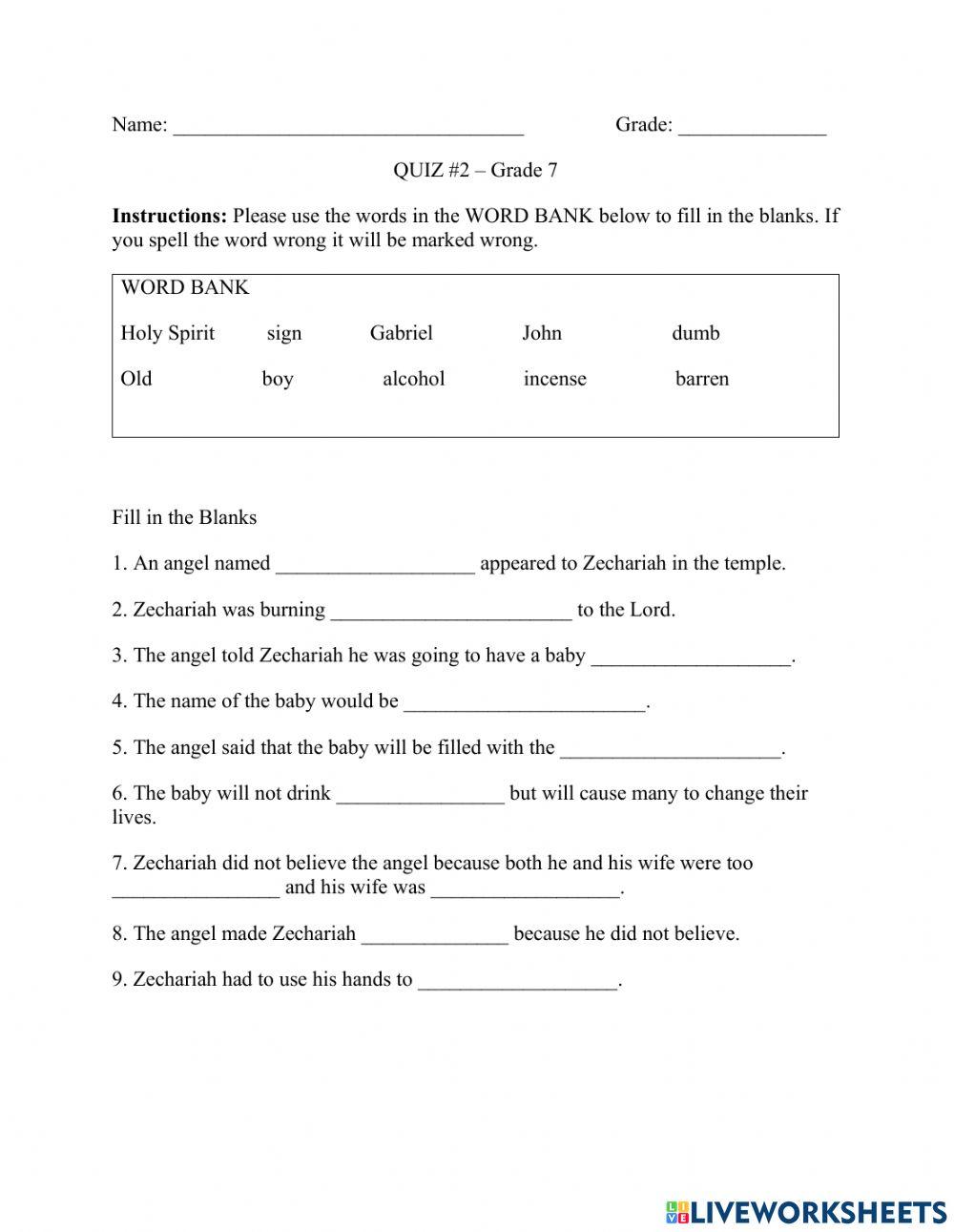 Quiz 2 Grade 7 5229039Johnson Live Quiz 2 Grade 7 5229039Johnson Live