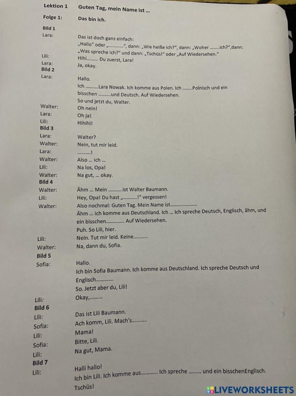 Lek 1 Schritte Plus Neu A1 Lücken Text