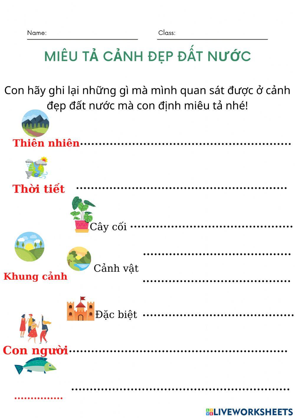 Tập làm văn - Miêu tả cảnh đẹp đất nước