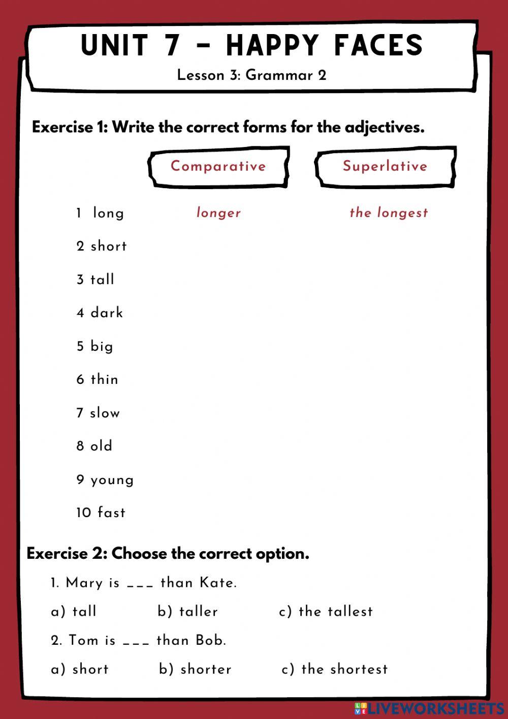 Comparative and Superlative 1