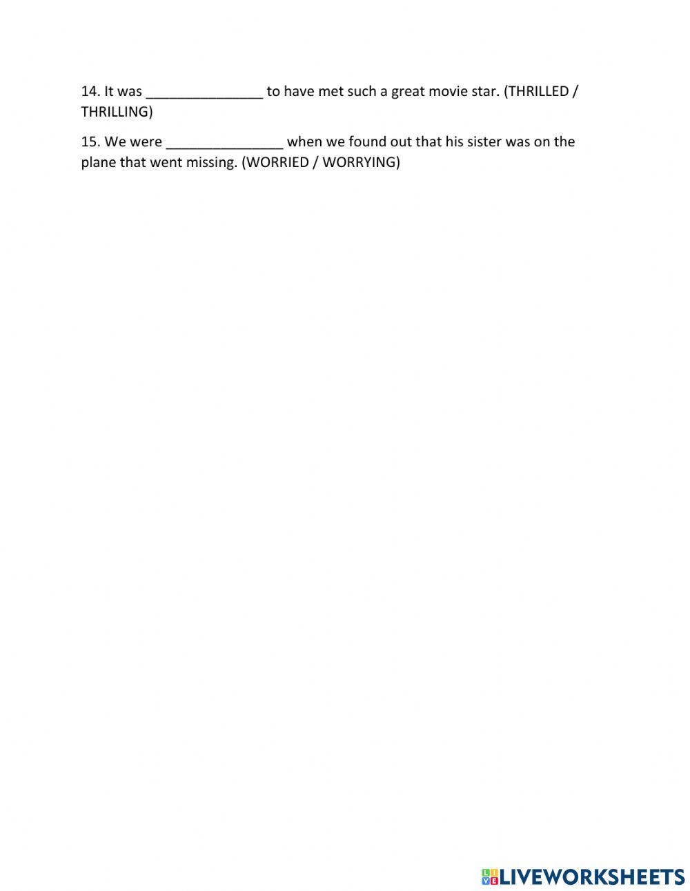 Adjective ending -ed -ing