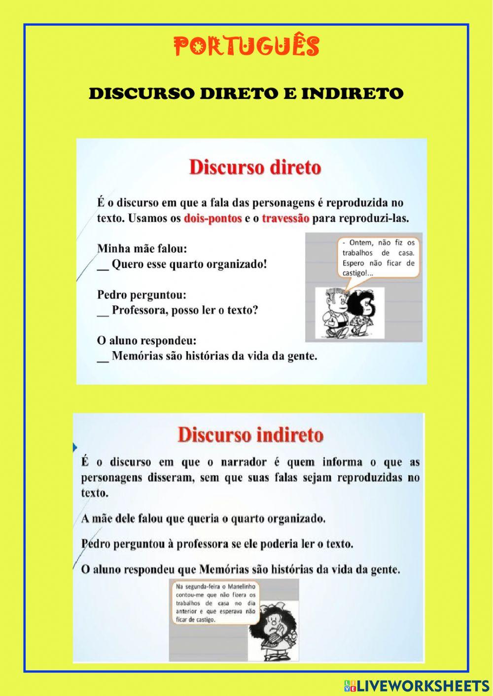 Português- Discurso direto e indireto