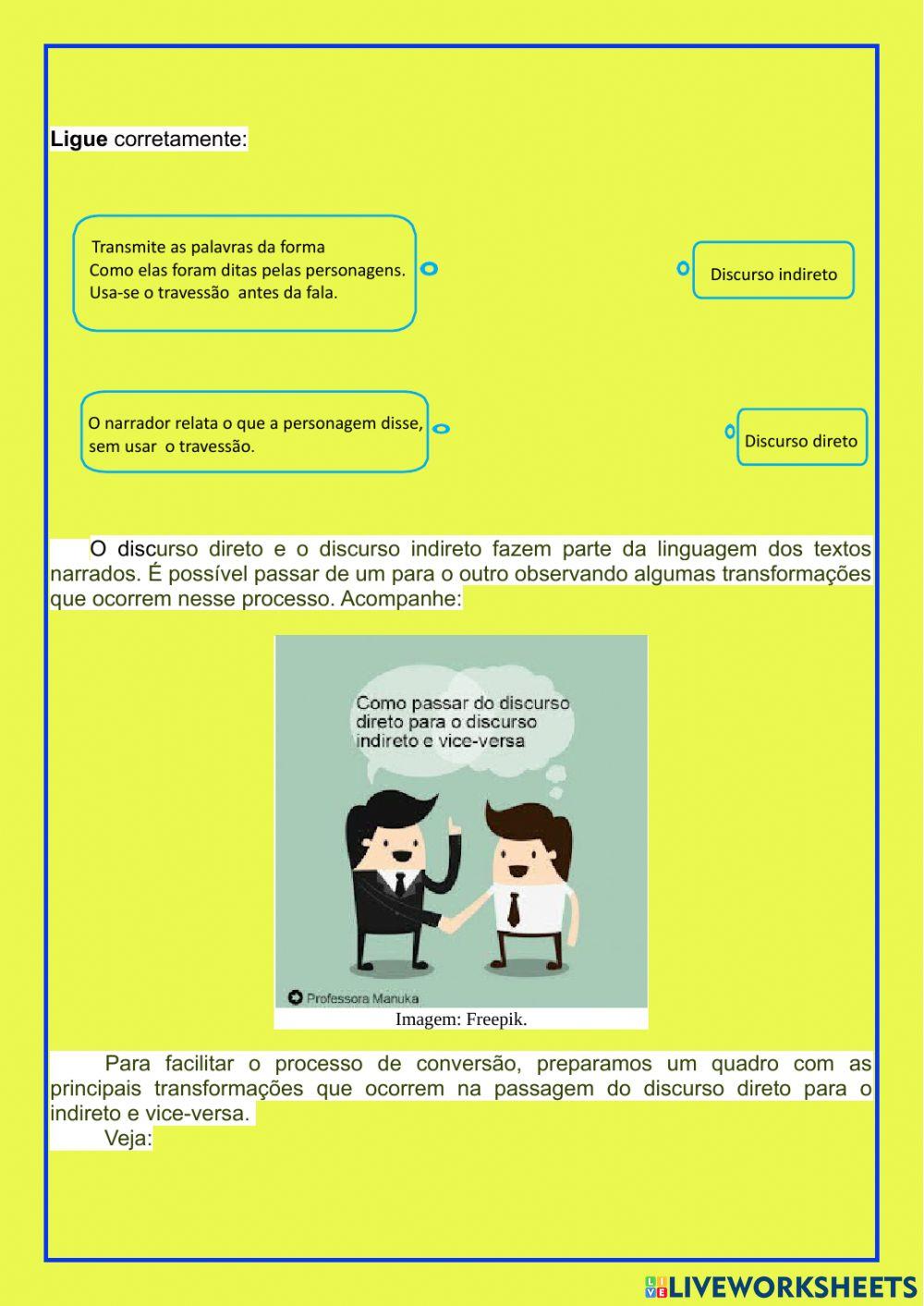 Português- Discurso direto e indireto