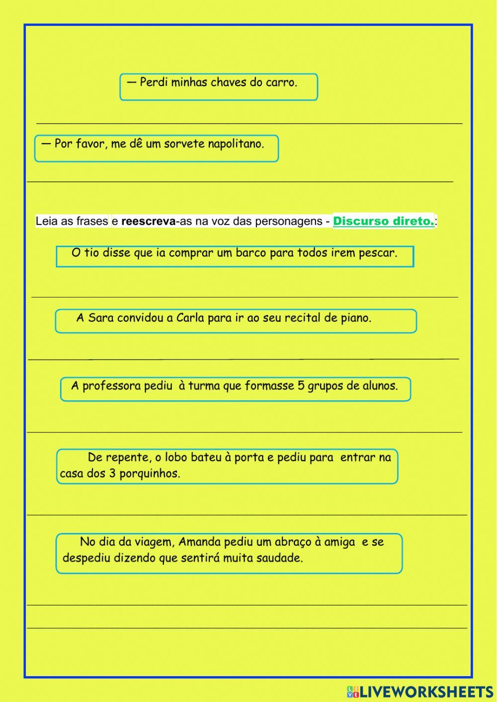 Português- Discurso direto e indireto