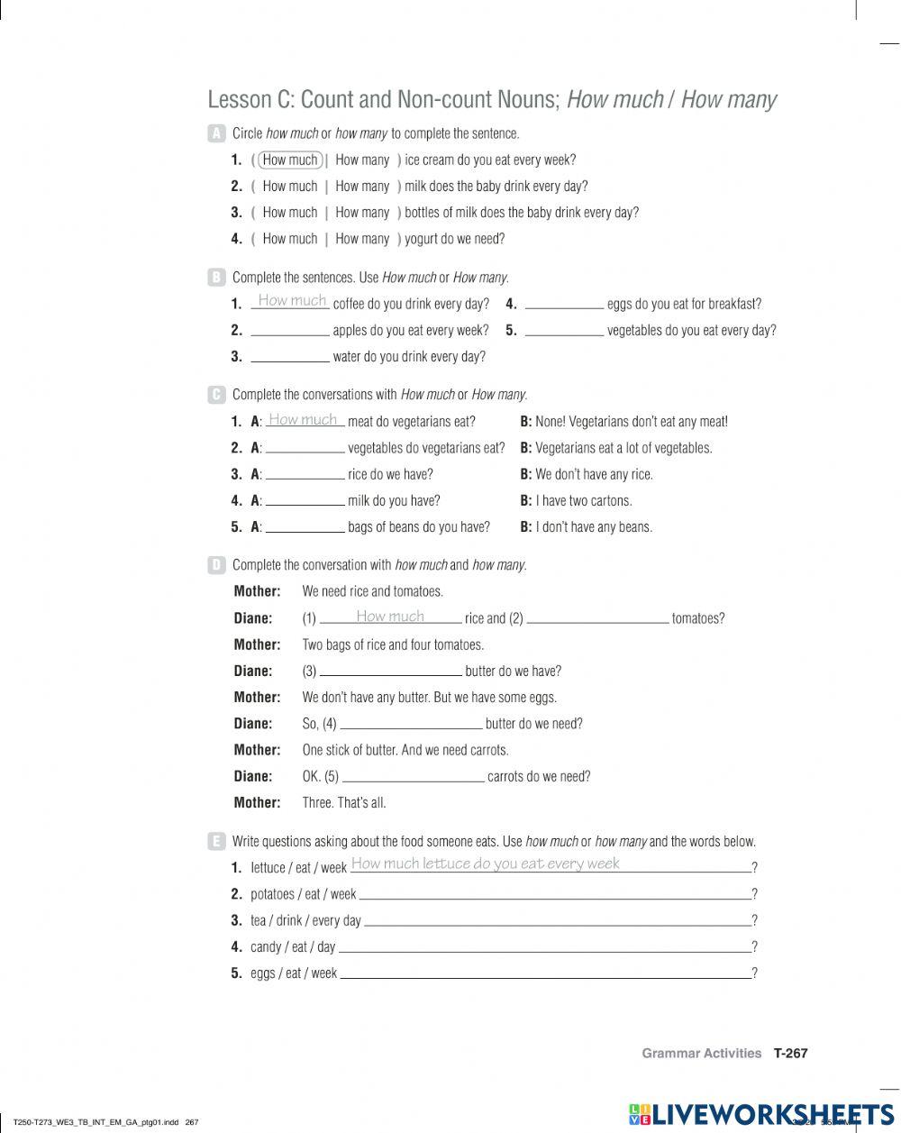 COUNTABLE and NO COUNTABLE NOUNS