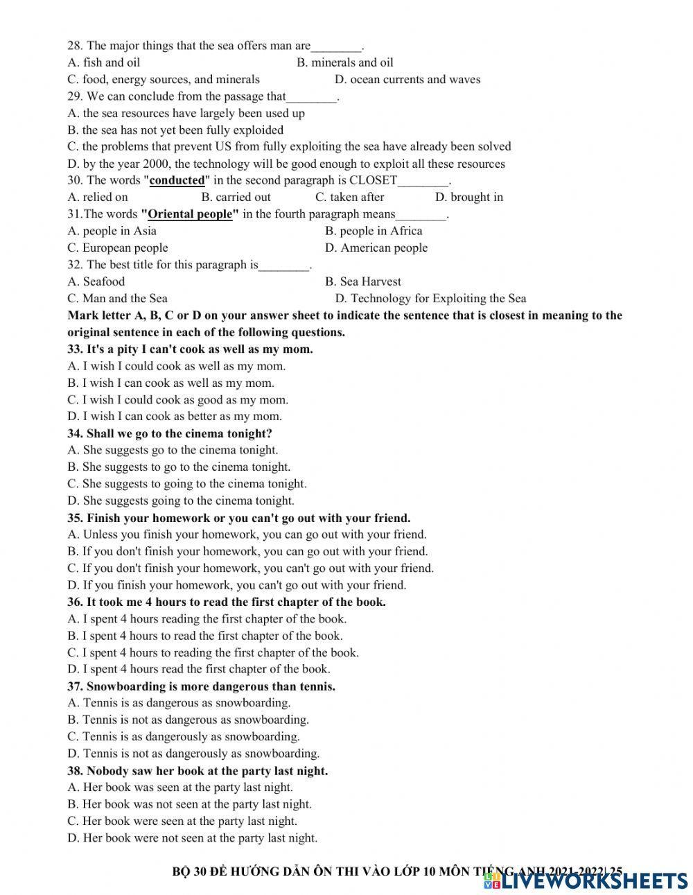 Ôn thi vào 10 - đề 7