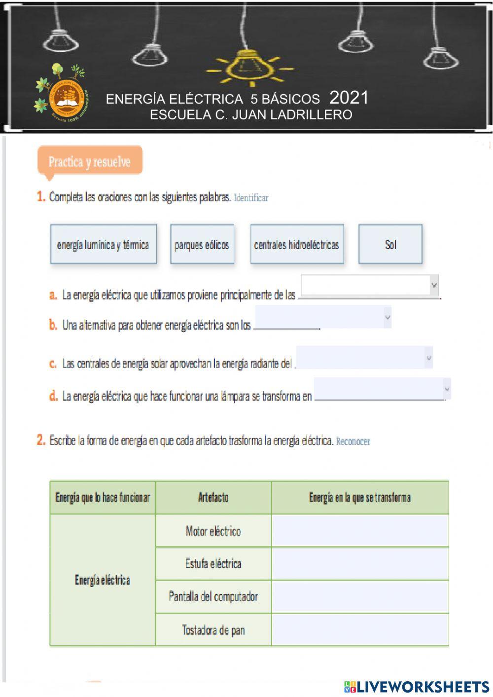 Transformaciones  energía eléctrica