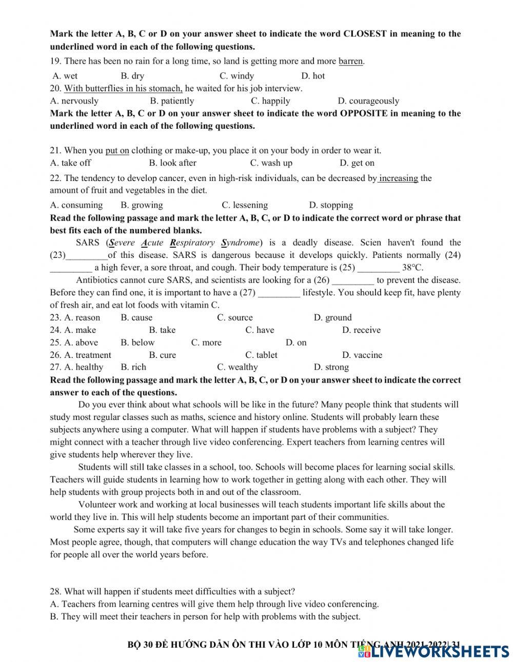 Ôn thi vào 10 - đề 9