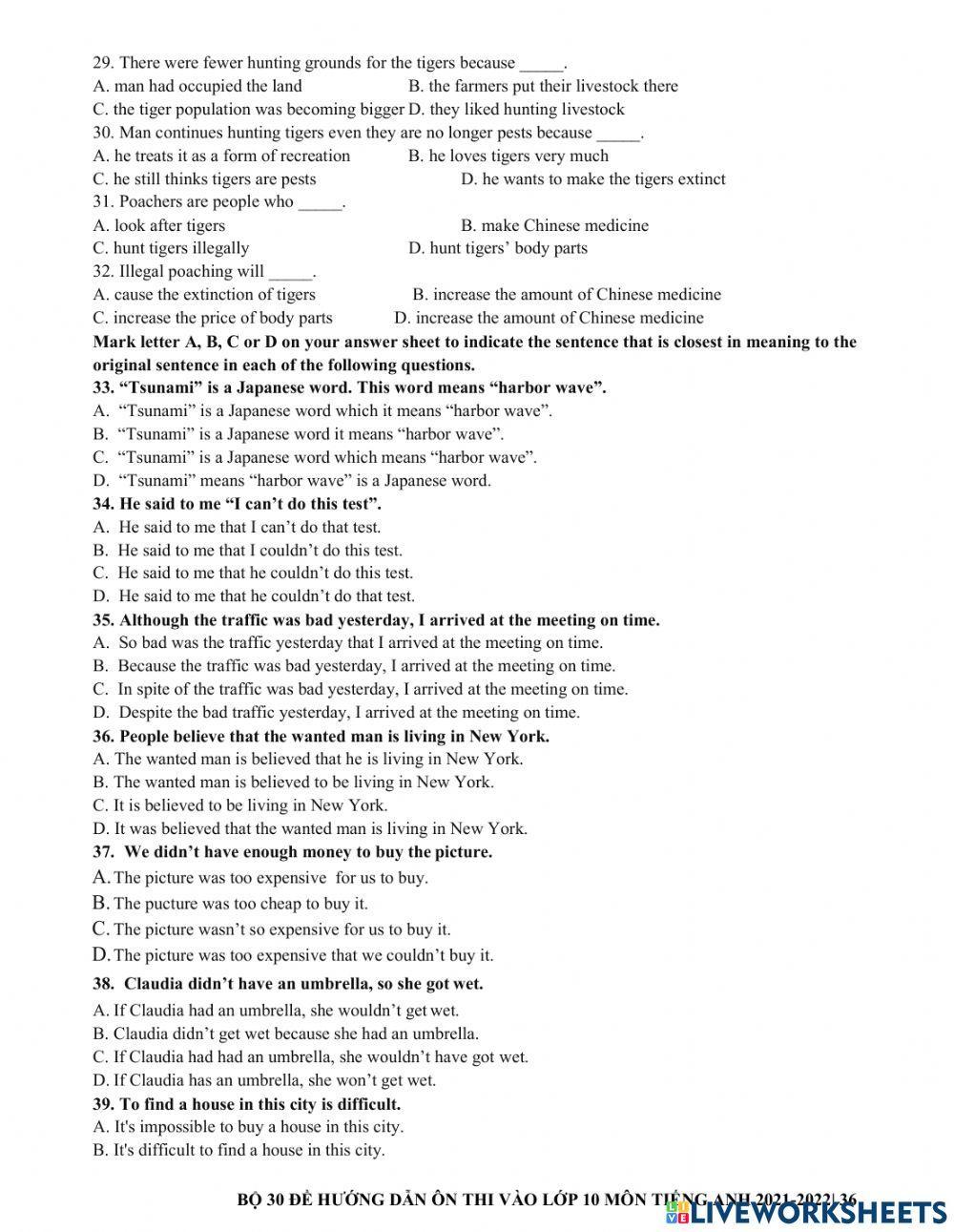 Ôn thi vào 10 - đề 10