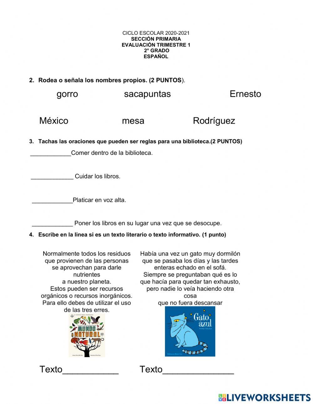 Evaluacion de español