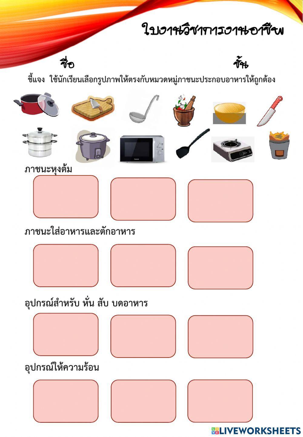 อุปกรณ์การประกอบบอาหาร