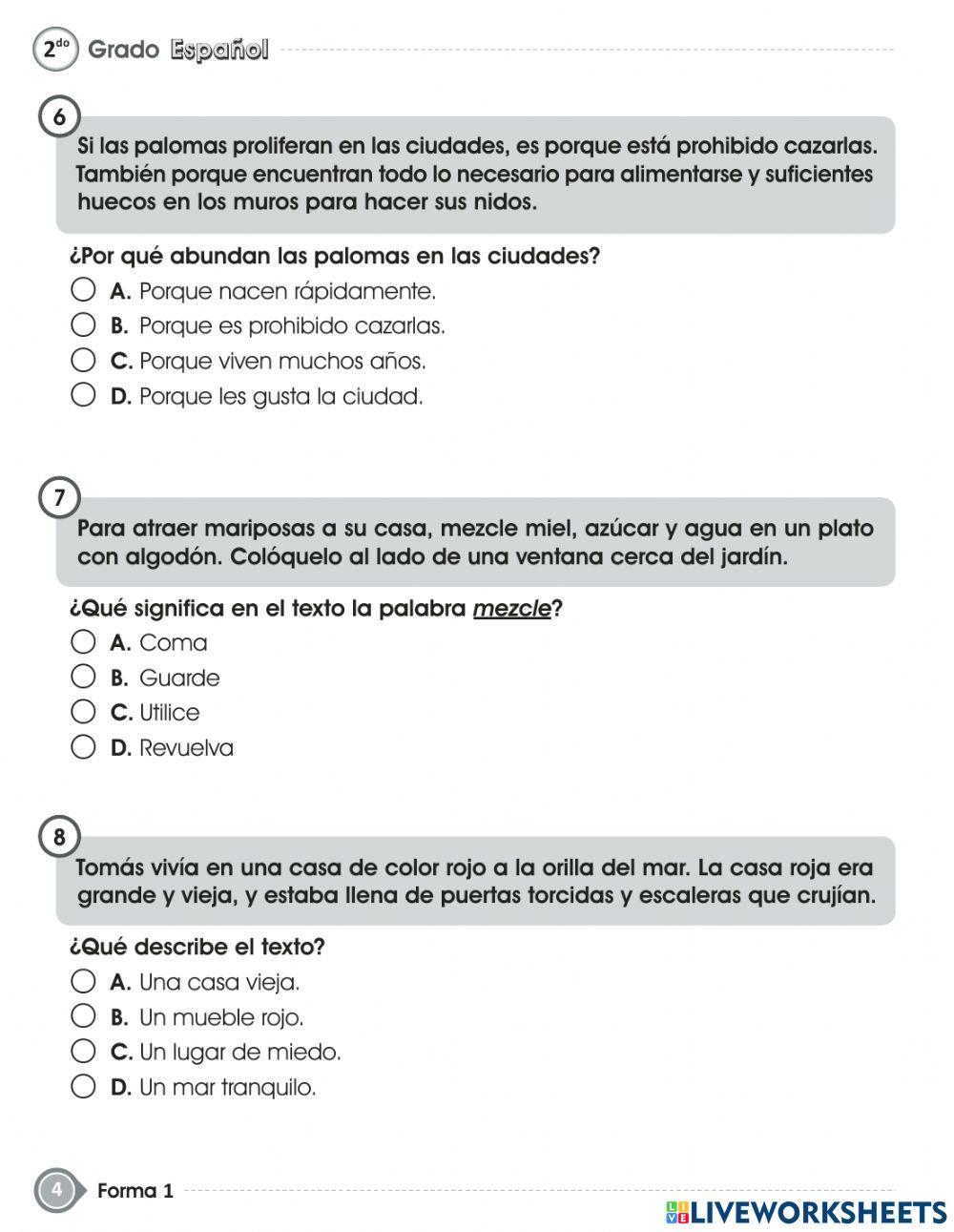 Prueba de fin de grado- español-segundo grado