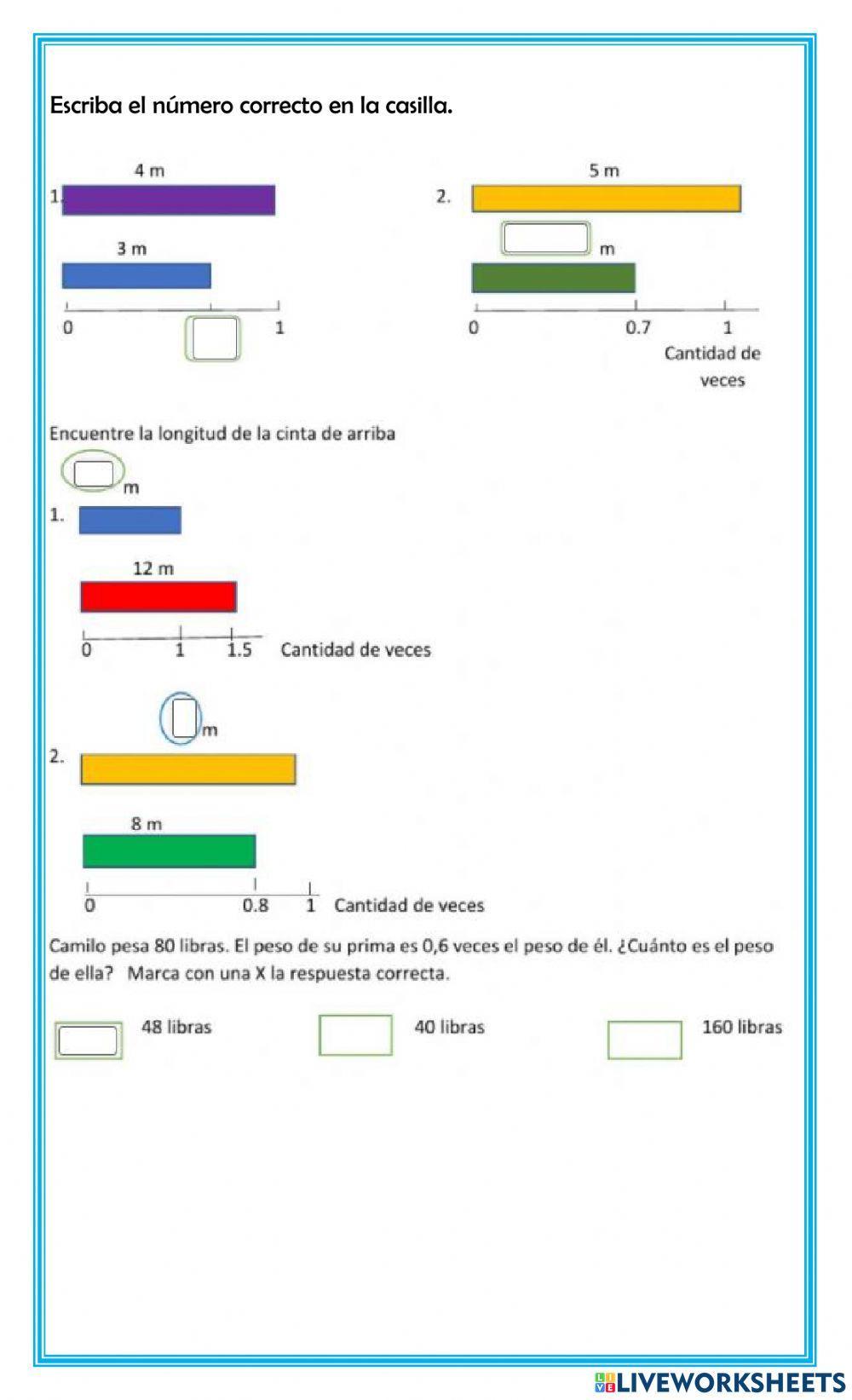 Examen Matematicas interactive exercise for Sexto
