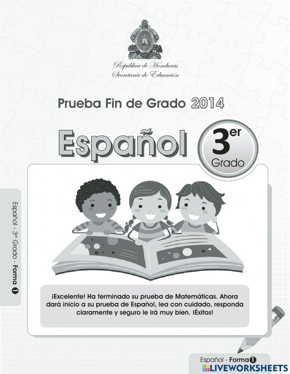 Pruebas de fin de grado -español-tercer grado