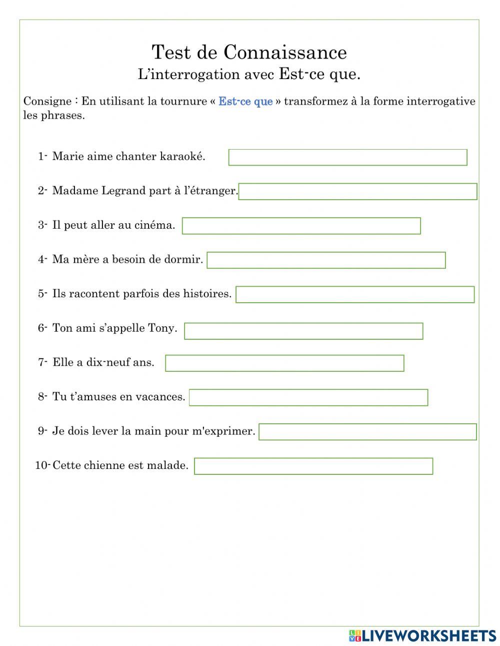 La tournure: Est-ce que