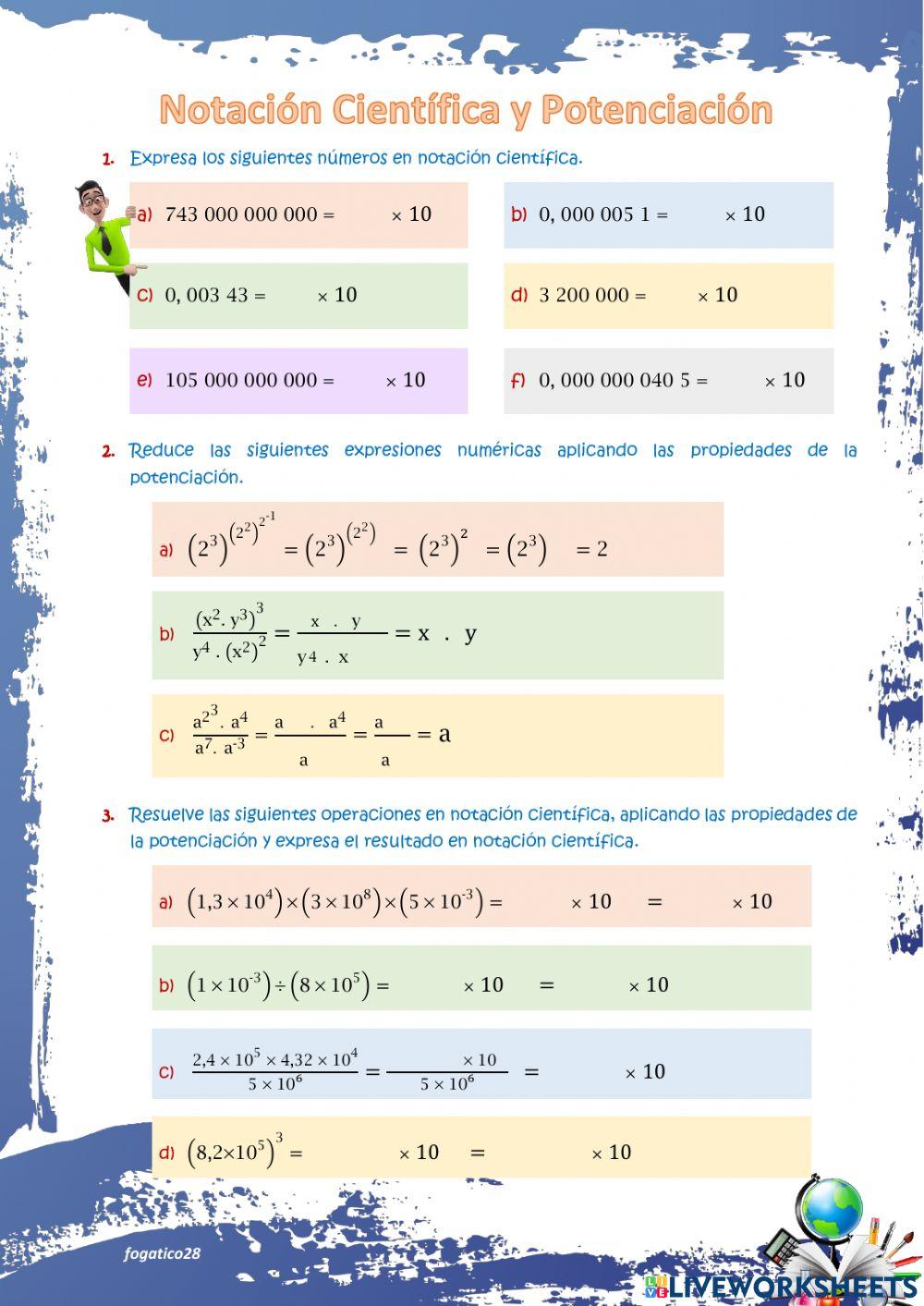 Notación científica y Propiedades de la Potenciación