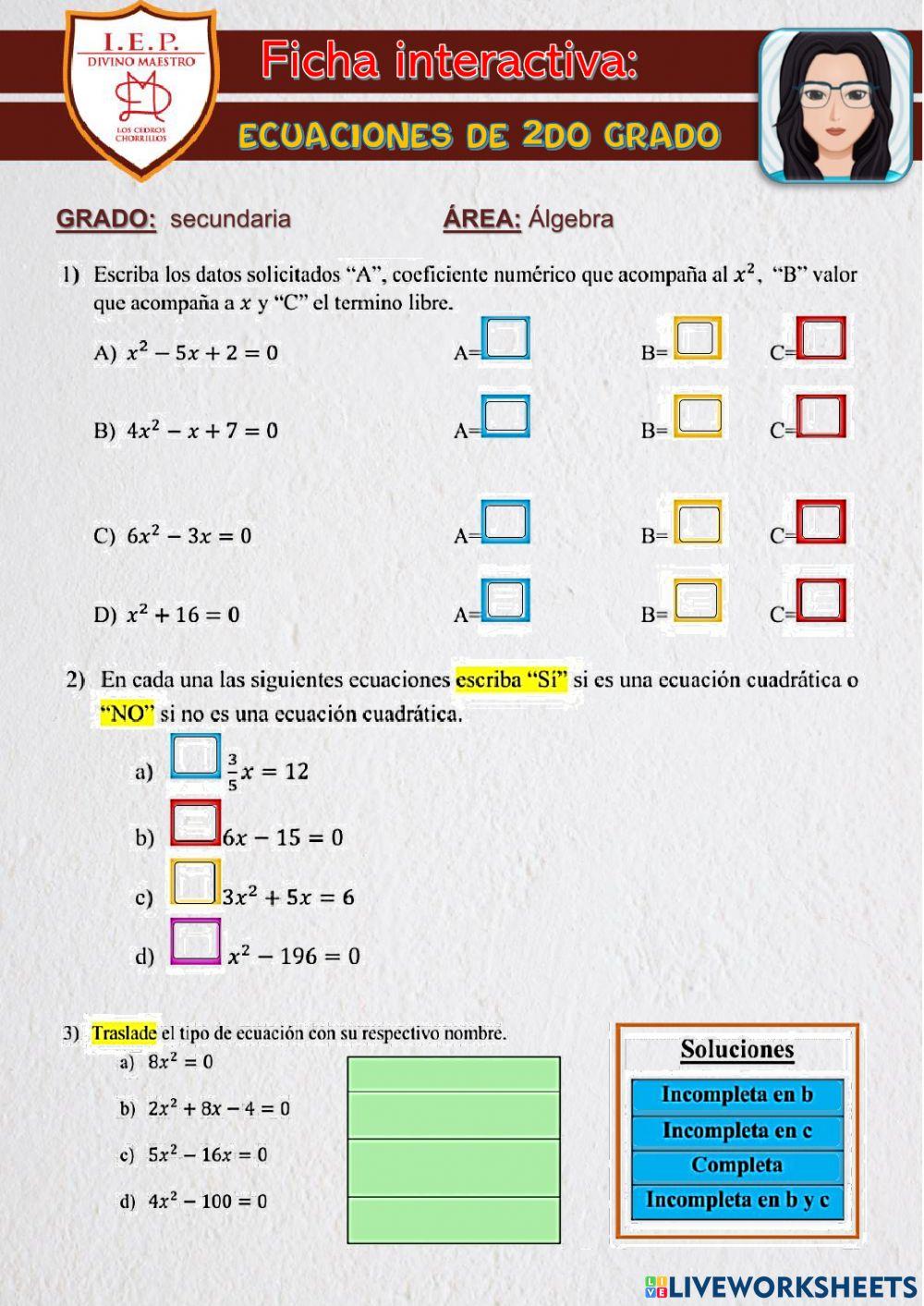 Ecuaciones de 2do grado Ecuaciones de 2do grado