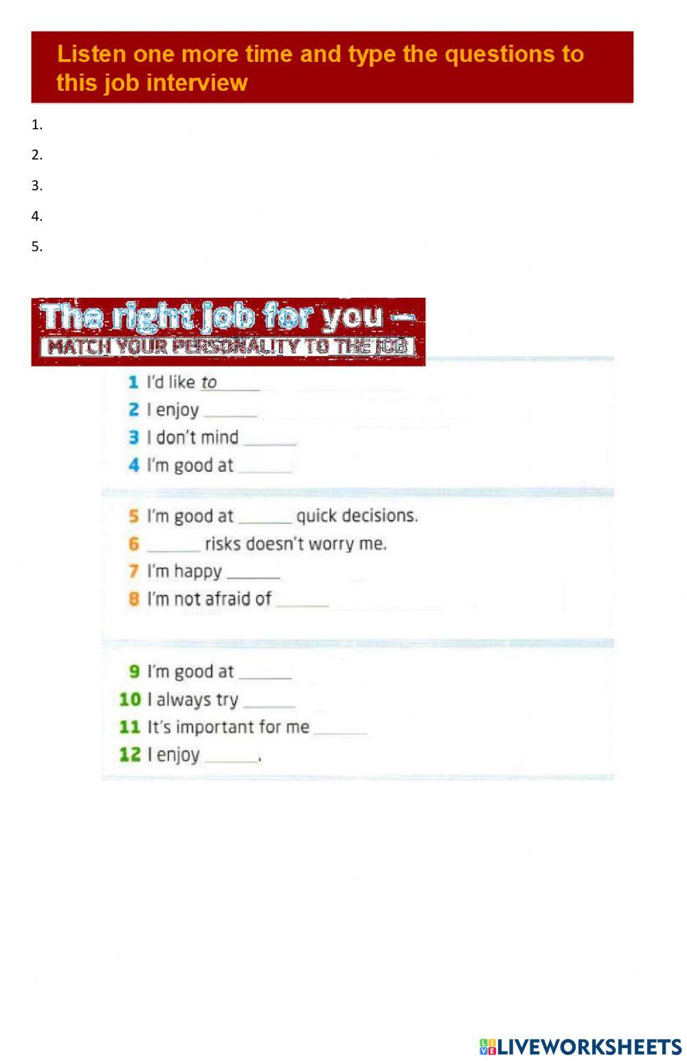 Job interview questions