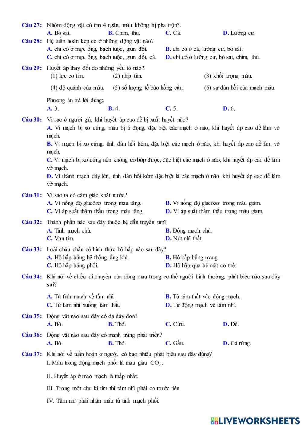 Ôn tập đầu năm-chương trình 11