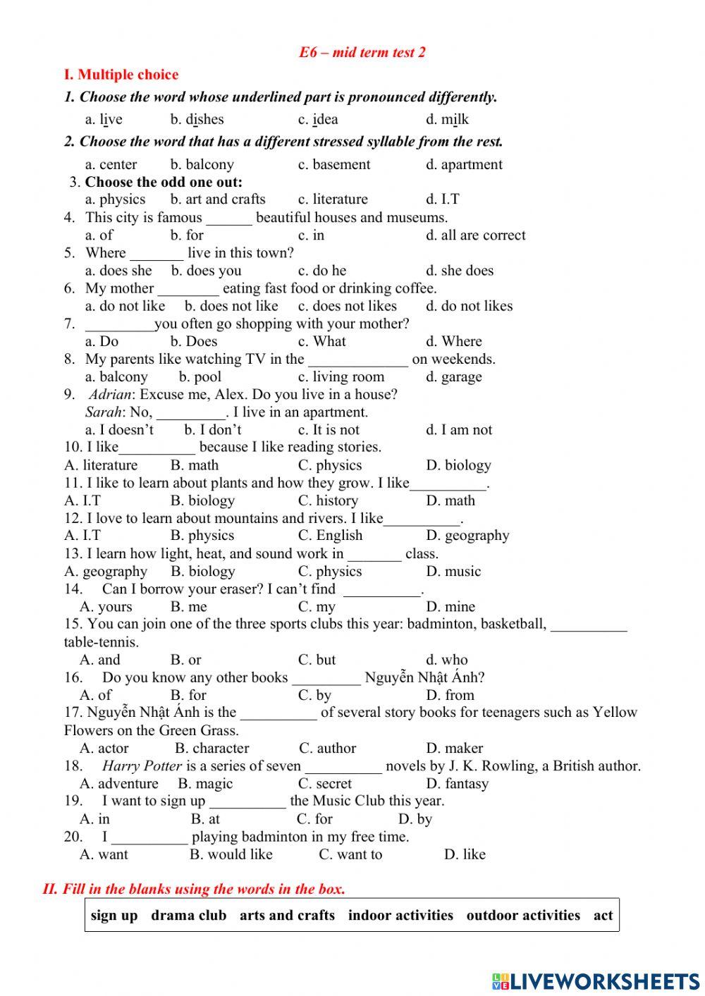 E6 - mid term test 2