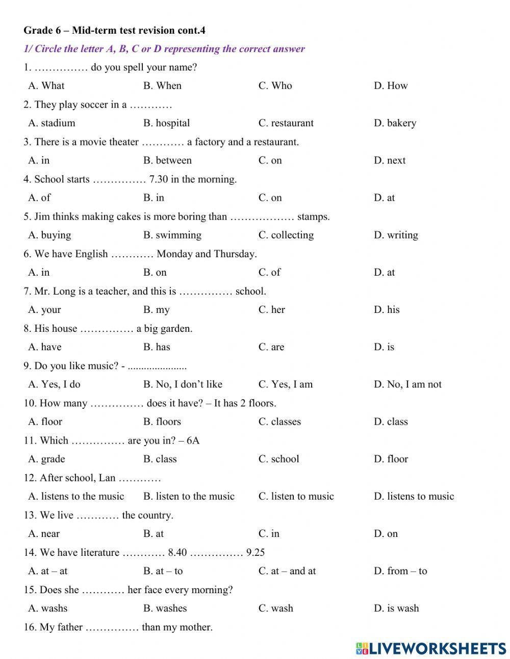 Group 4 - Midterm test revision