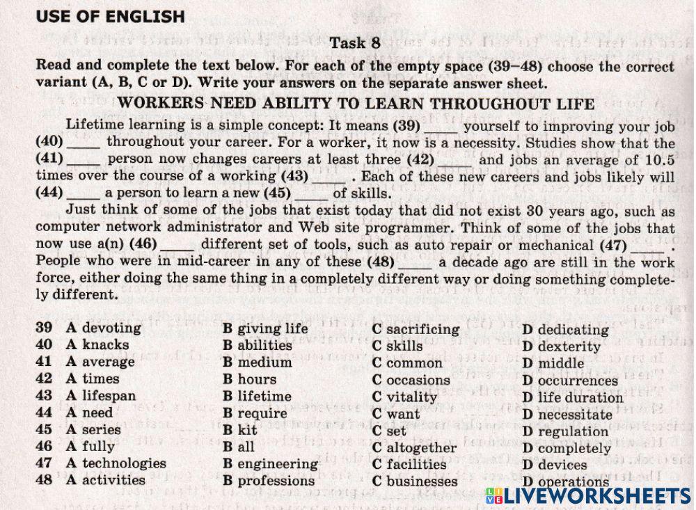 ZNO USE of English 12