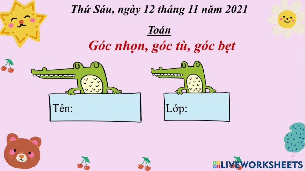 Góc nhọn, góc bẹt, góc tù