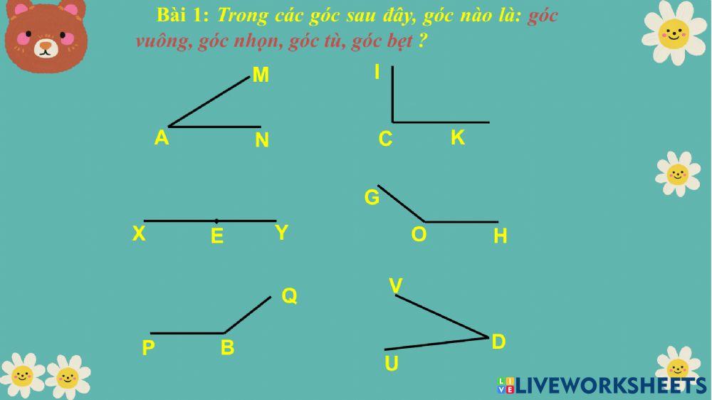 Góc nhọn, góc bẹt, góc tù