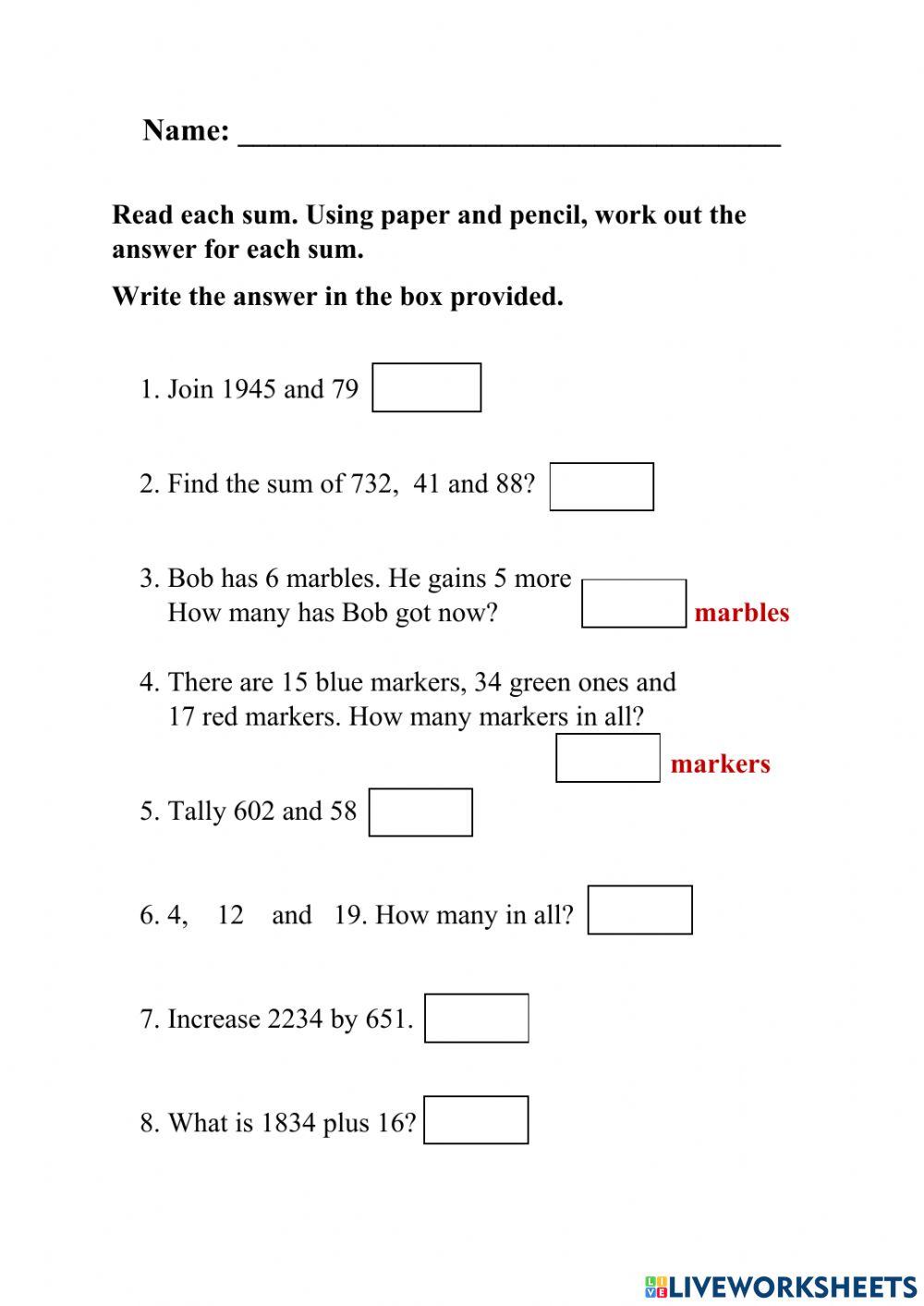 Word Sums - Addition