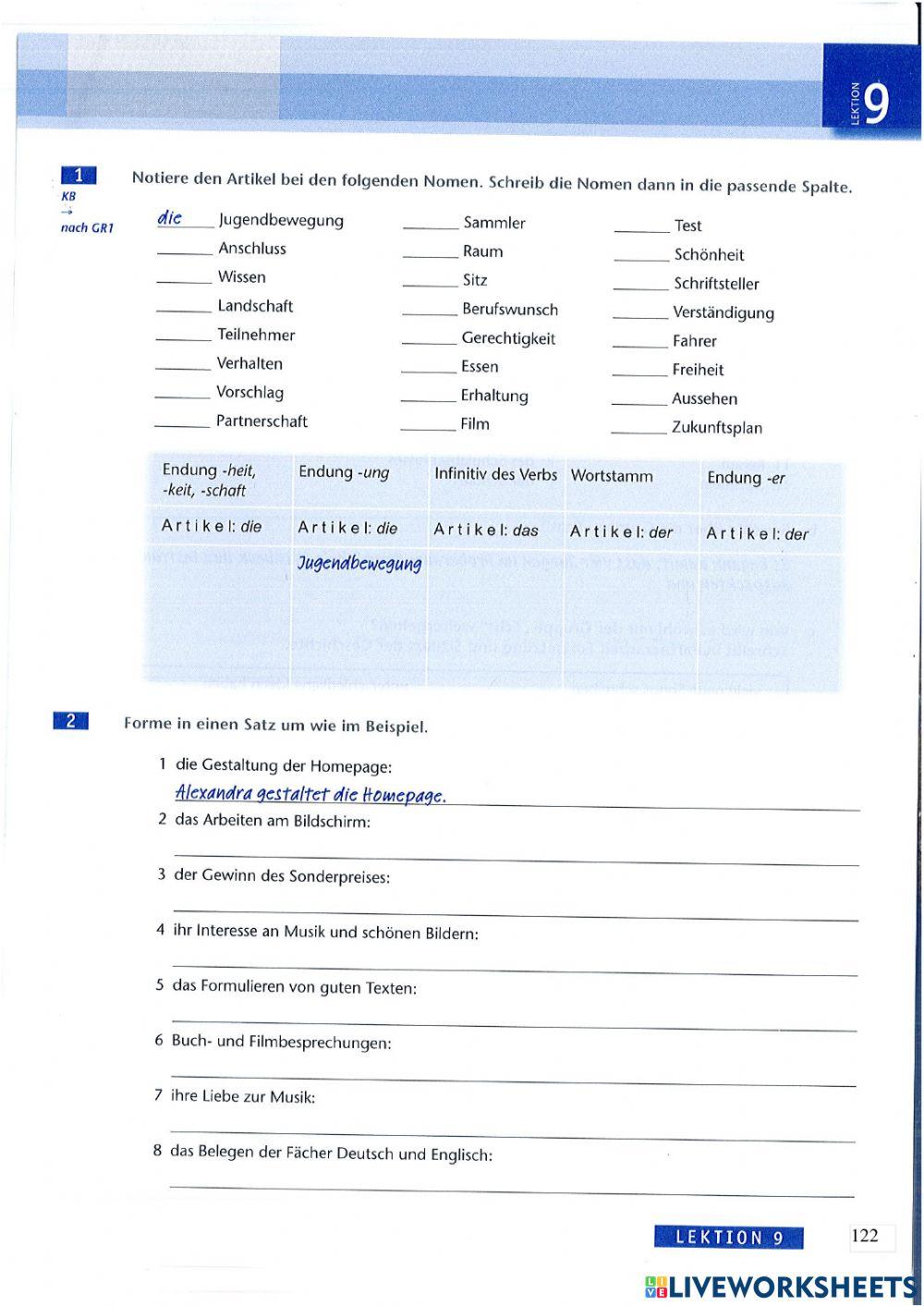 Ausblick 1 Lek 9 AB worksheet | Live Worksheets