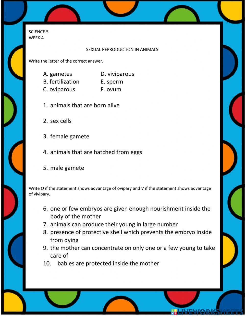 Sexual reproduction in animals