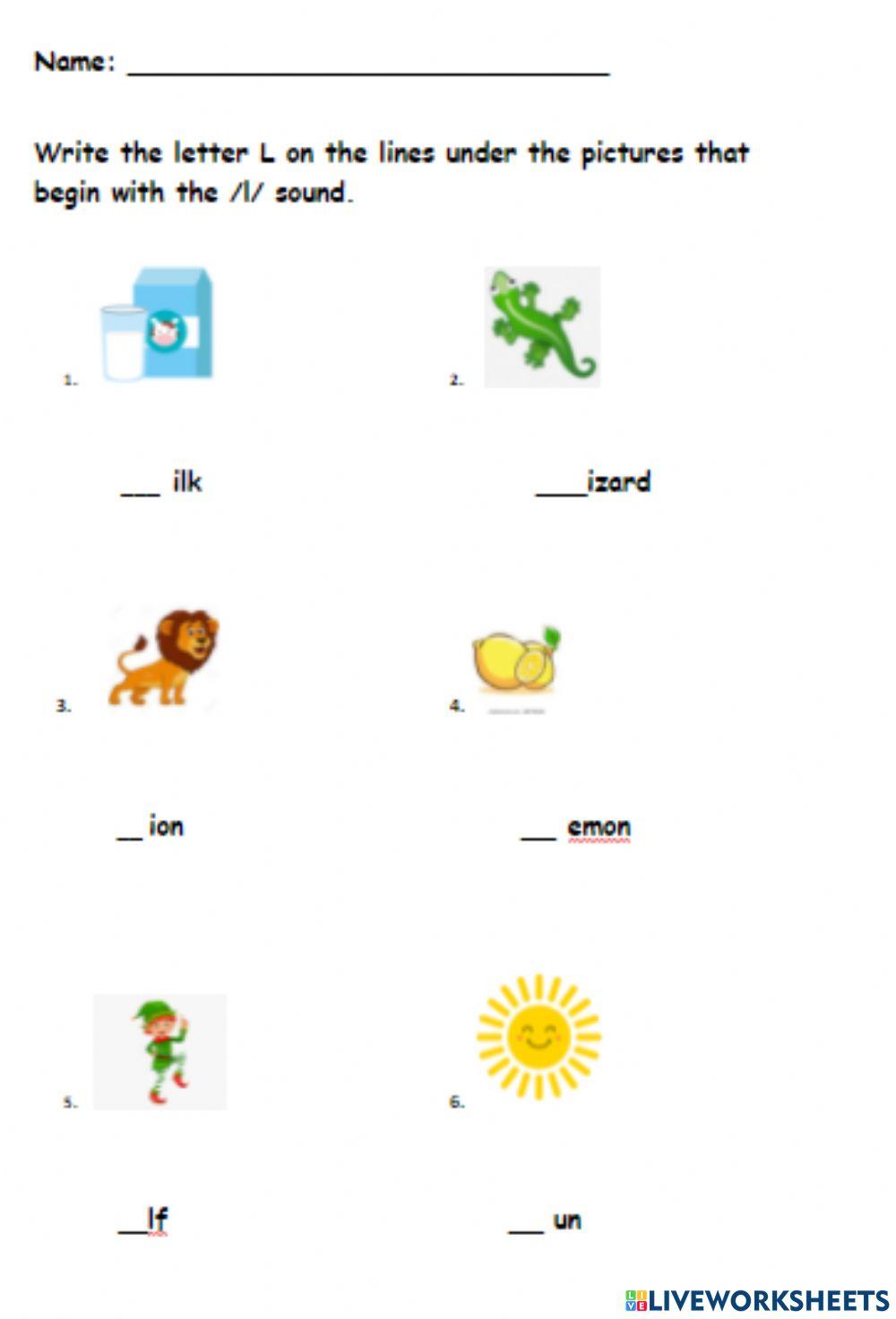 Jolly Phonics Letter L worksheet Live Worksheets