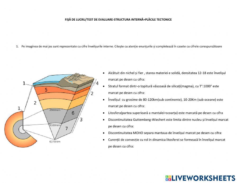 Fișa de lucru-structura internă-plăcile tectonice