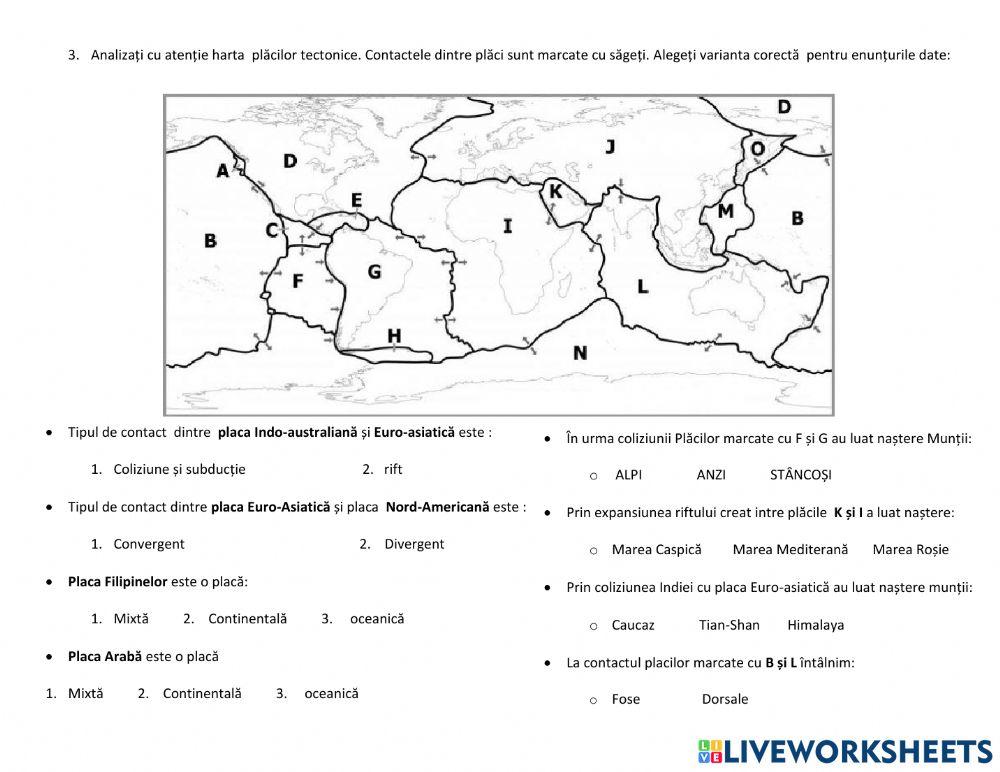 Fișa de lucru-structura internă-plăcile tectonice