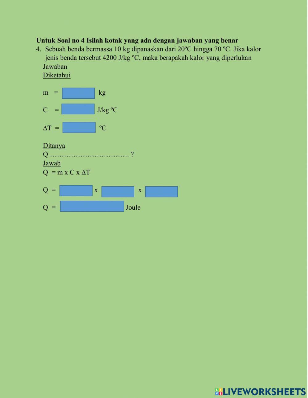 Kuis kalor dan perubahan suhu