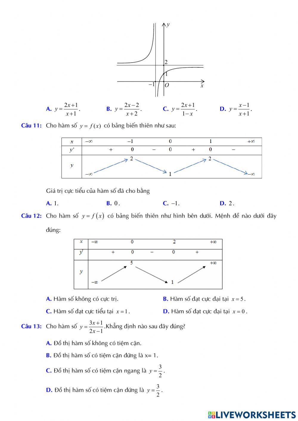 Toán 12 - Kiểm tra GK1 - Đề số 05