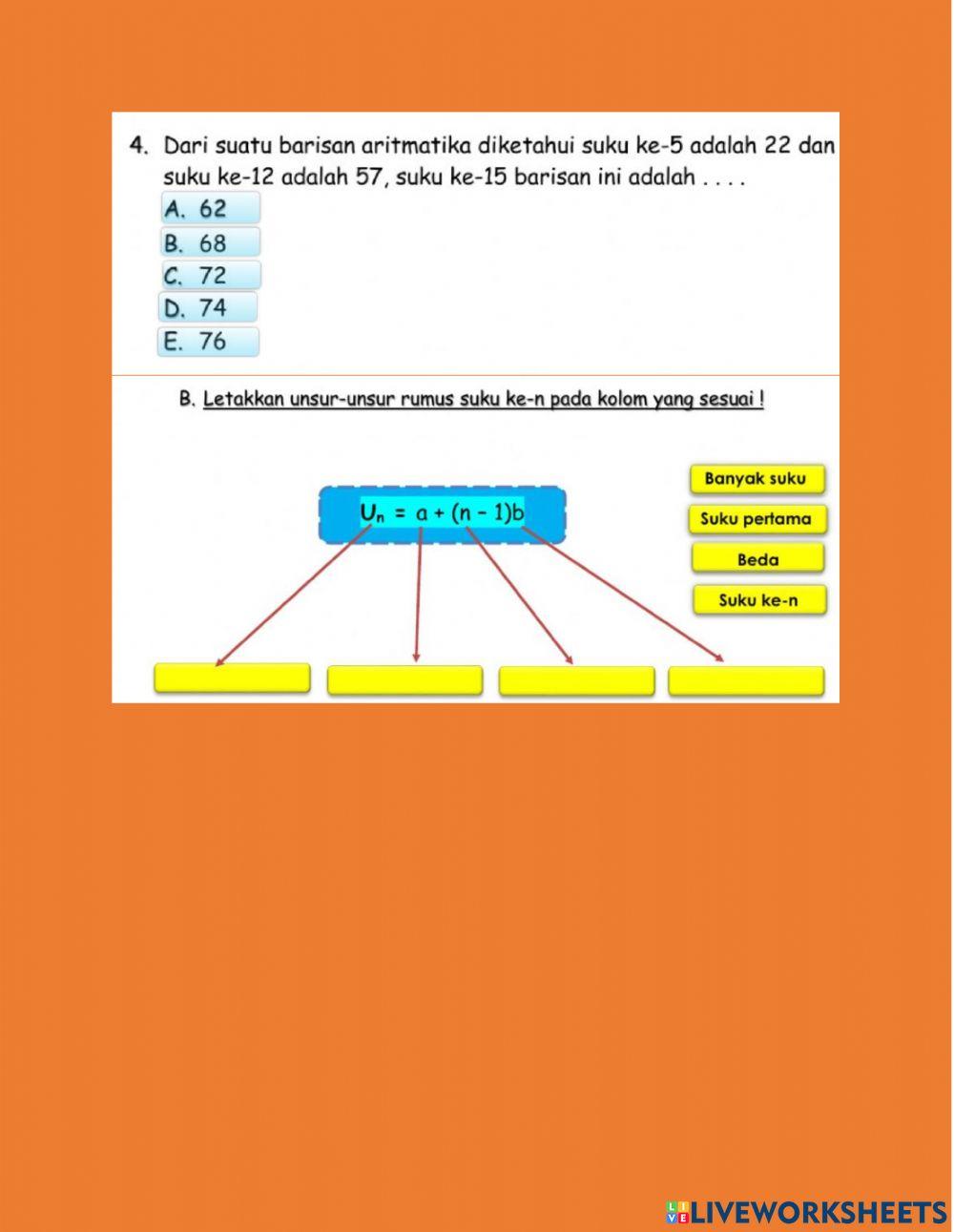 Latihan soal barisan aritmatika